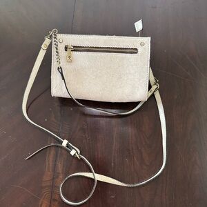 Patricia Nash TURATI White Calf Hair w/ Chain
Metallic Gold Crossbody Purse Bag